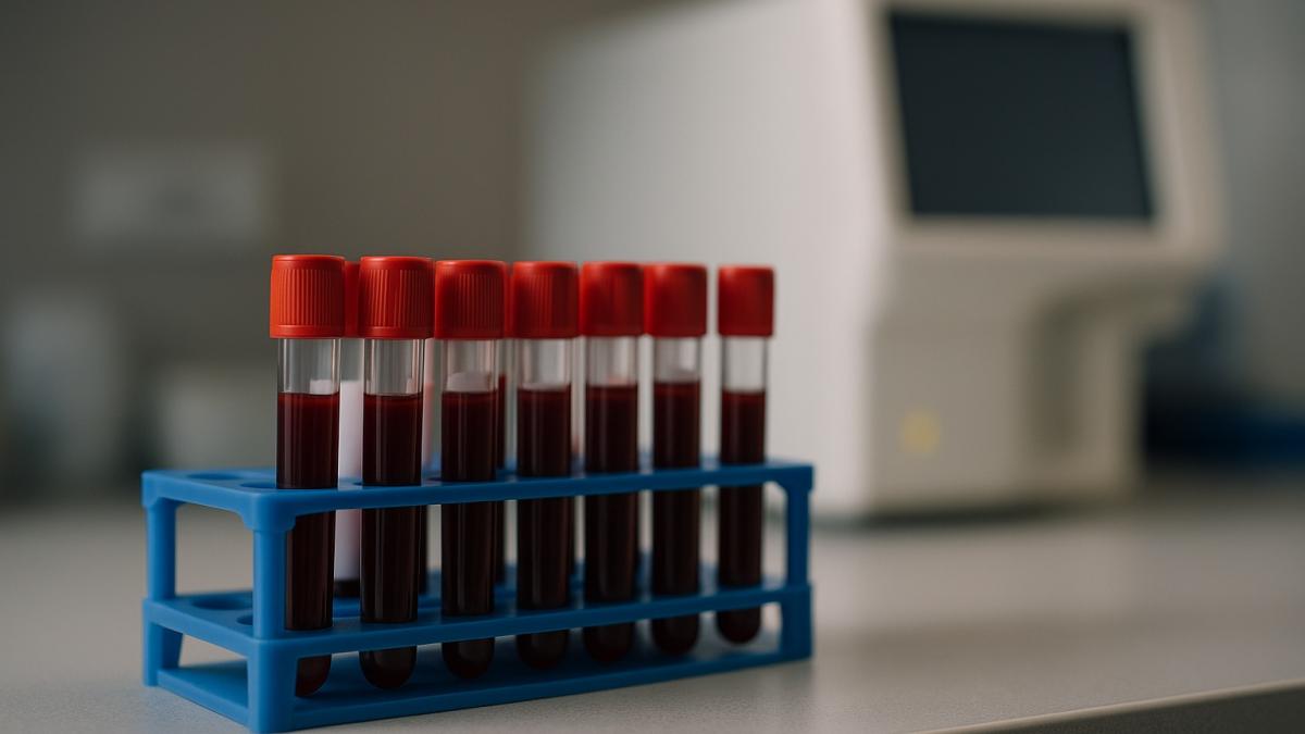 Пробирки с образцами крови в лаборатории