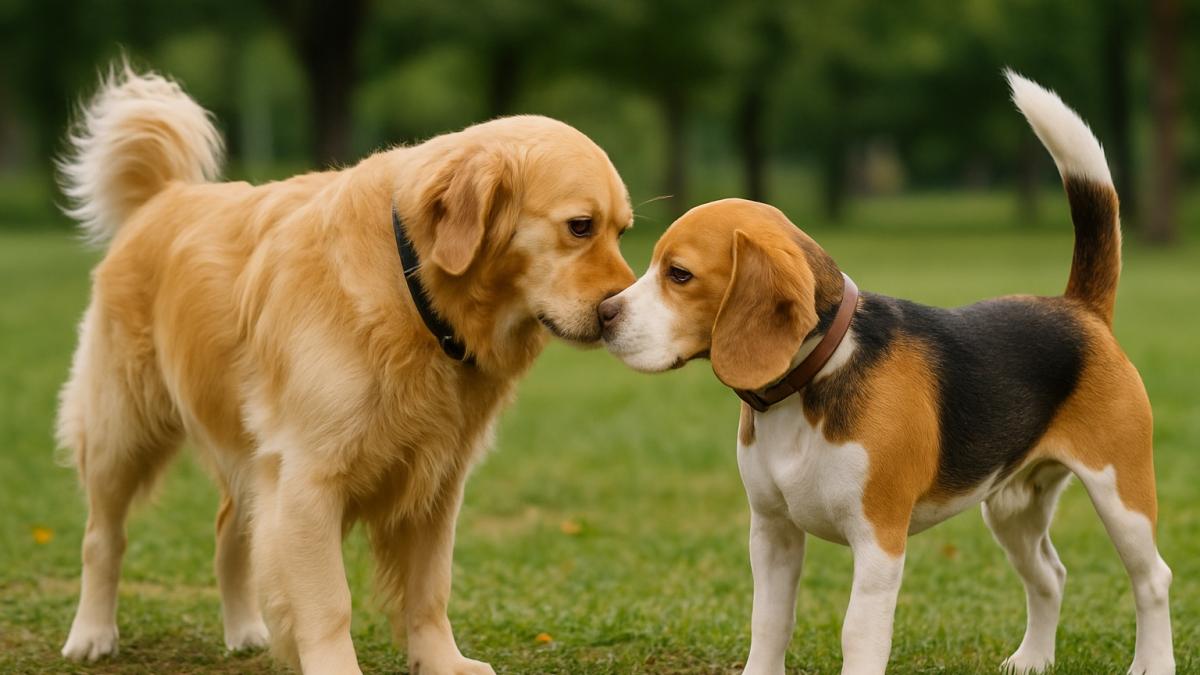Собаки приветствуют друг друга