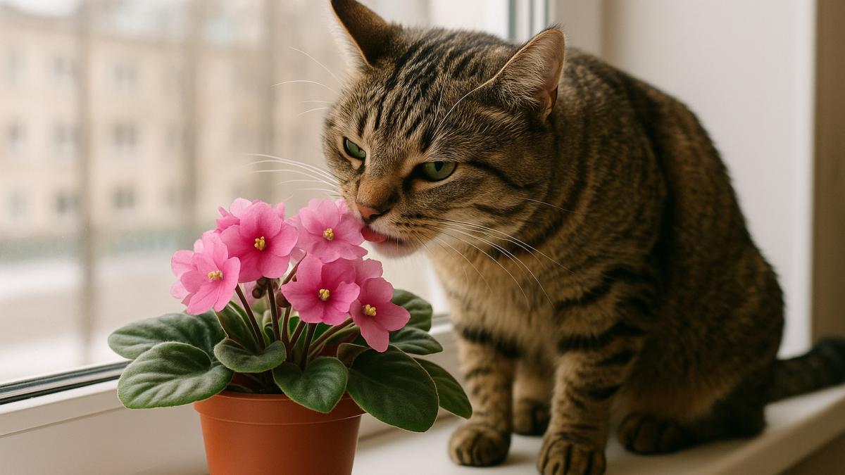 кошка и цветок кошка и цветок