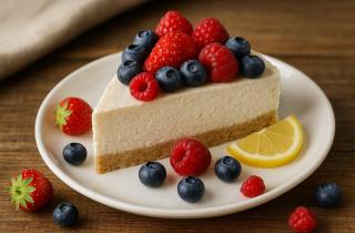 Чизкейк без выпечки с желатином на основе творога и сливок получается кремовым и бархатистым