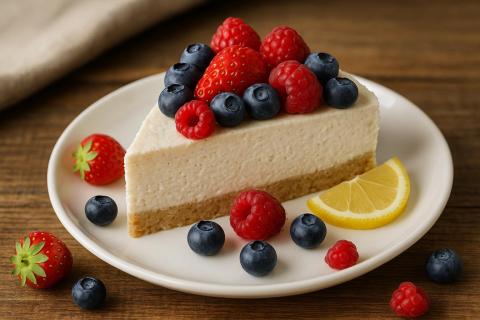 Чизкейк без выпечки с желатином на основе творога и сливок получается кремовым и бархатистым