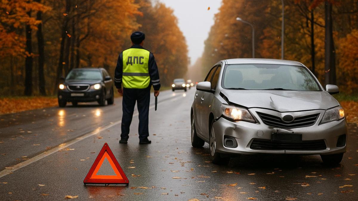 Осенняя авария на дороге
