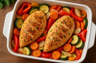 Куриная грудка с грибами и сыром в духовке остается сочной благодаря сметане