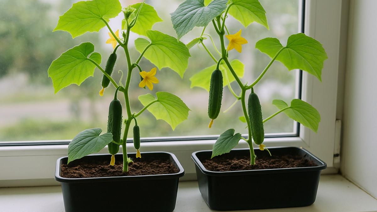 Огурцы на подоконнике