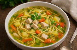 Куриный суп с лапшой настаивают под крышкой 10–15 минут — кулинары