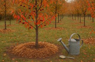 Мульчирование снижает стресс вишни от зимних холодов
