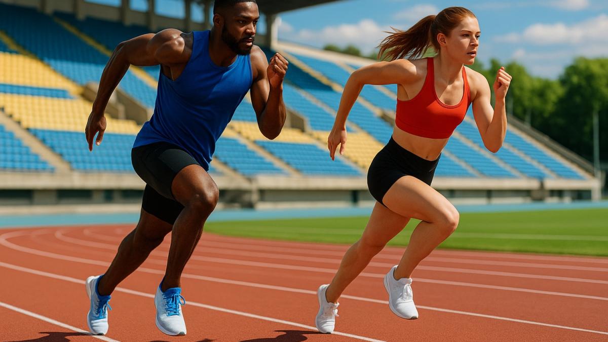 Мужчины и женщины в беге Мужчины и женщины в беге