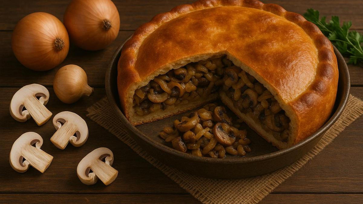Пирог с грибами и луком