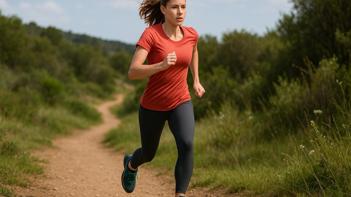 Девушка бежит по тропе