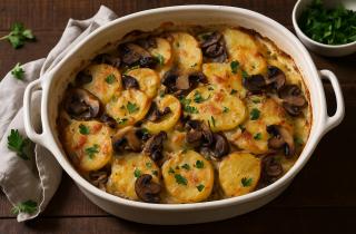 Жареная картошка с грибами приобретает хрустящую корочку при готовке — повар