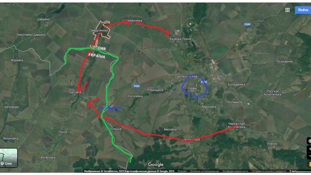 Карта окружения ВСУ в Судже