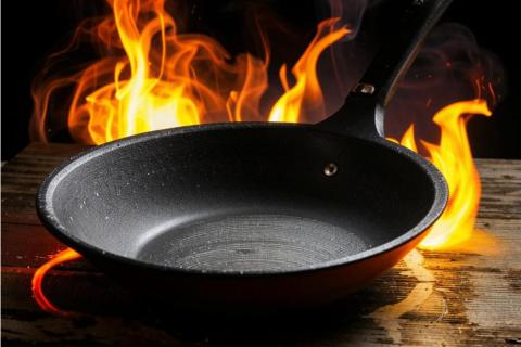 Отверстие в ручке сковородки делает готовку удобнее и безопаснее