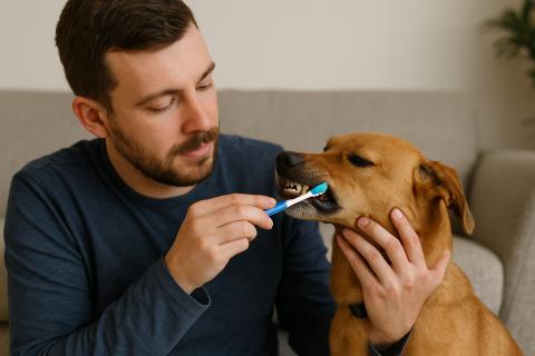 Зубы собаки желтеют из-за налёта, питания и заболеваний