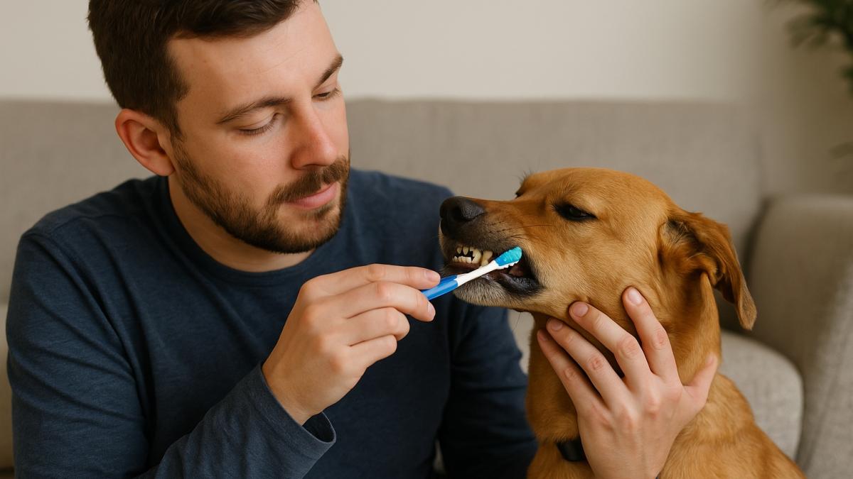 Чистка зубов у собаки дома