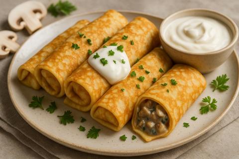 Беру яйца, молоко и муку — выпекаю блины, которые сами просятся на фаршировку мясом