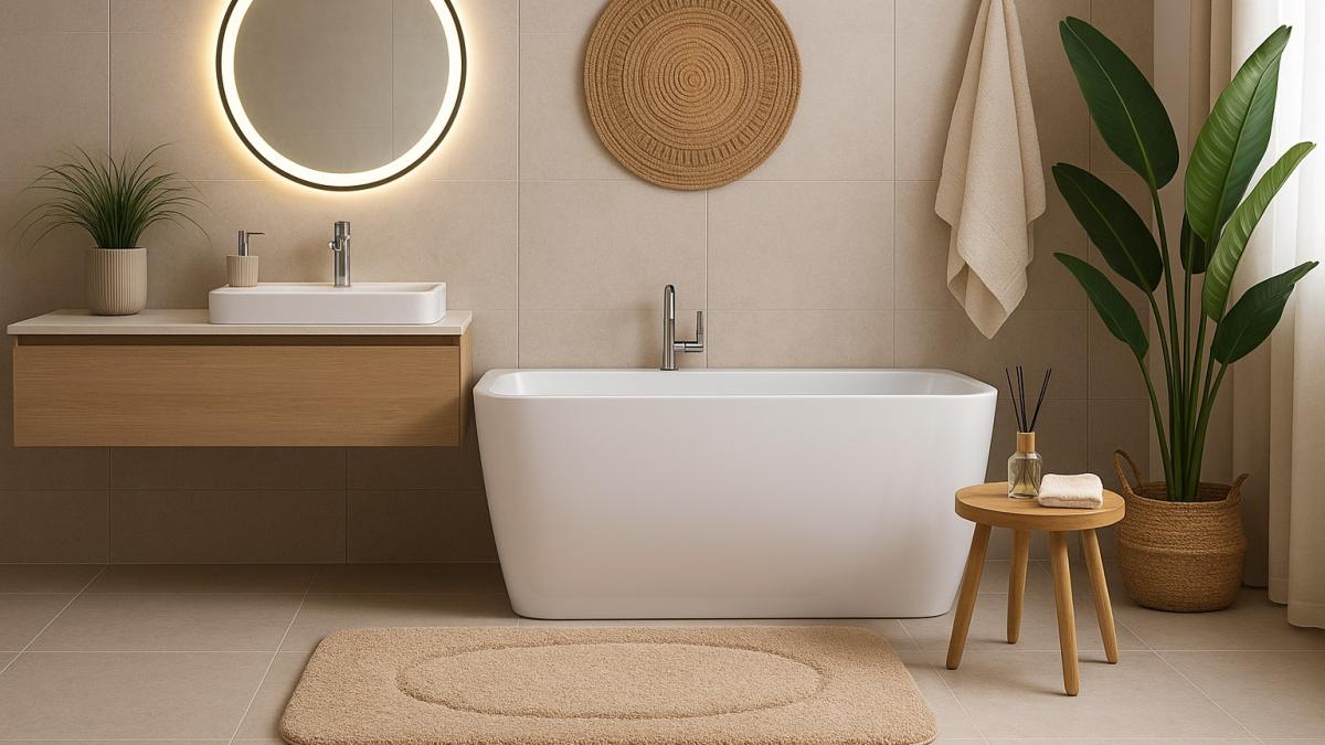 Коврик у ванны в интерьере