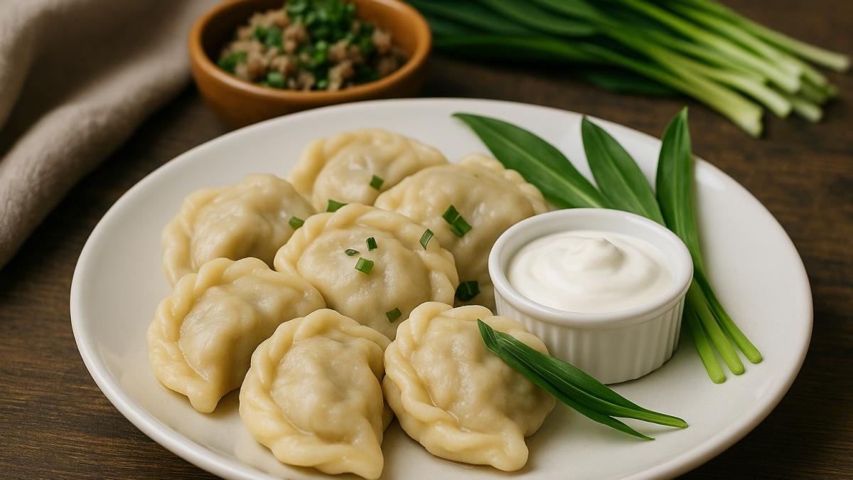 Вареники с говядиной и черемшой
