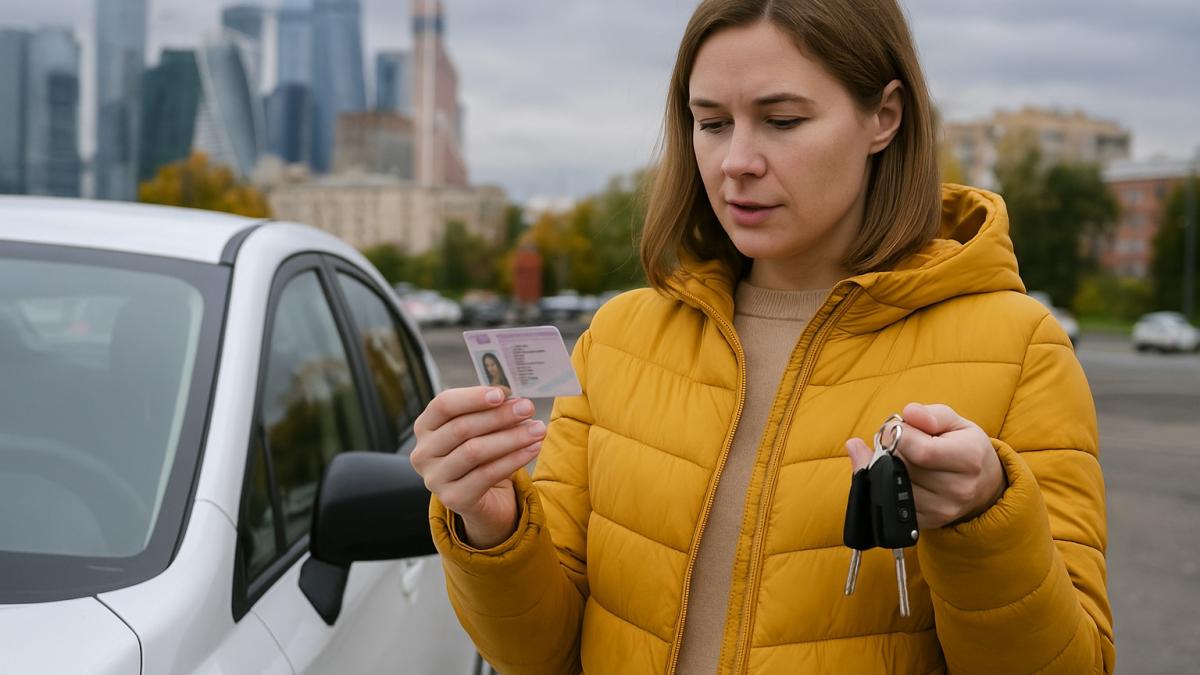 Москвичка с водительскими правами у автомобиля