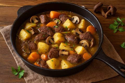 Свинина и картофель под сырной корочкой запекаются в духовке при 190 градусах — повар