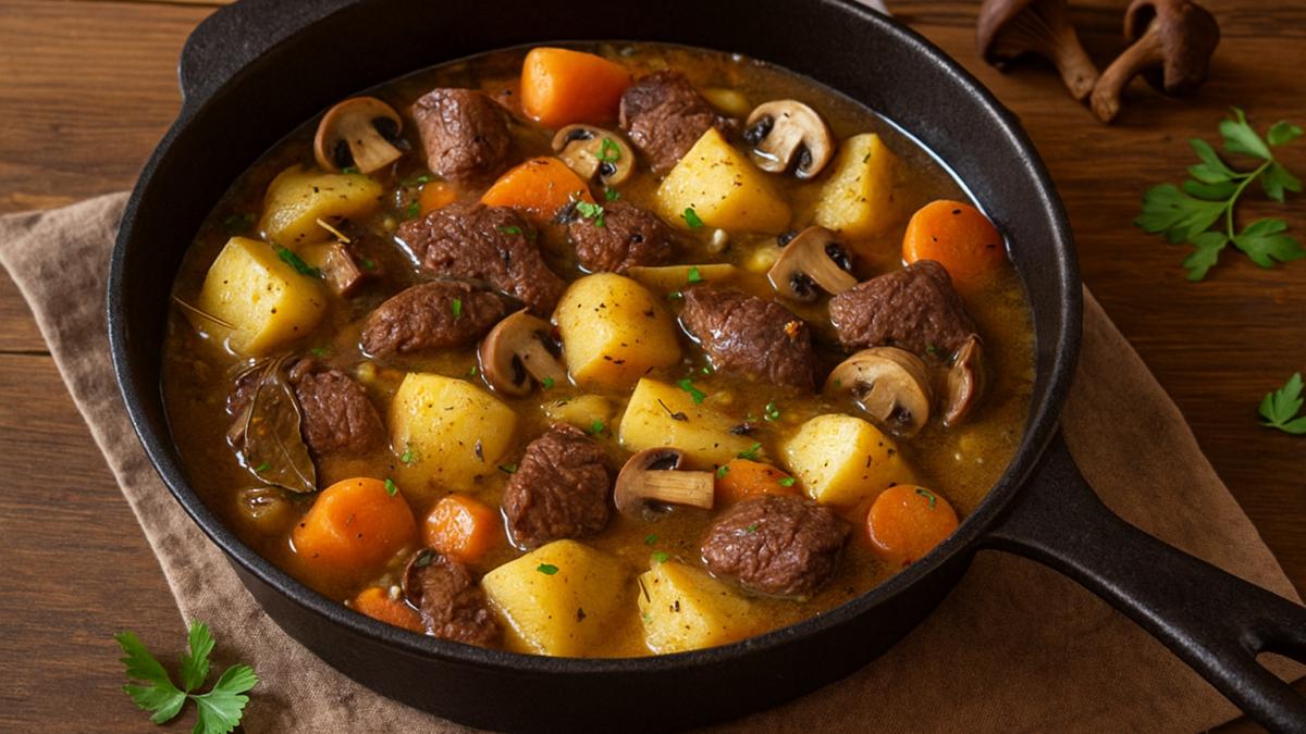 Жаркое из оленины с картошкой и грибами