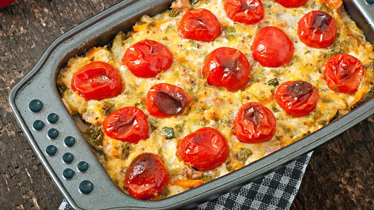 Запеканка с помидорами черри