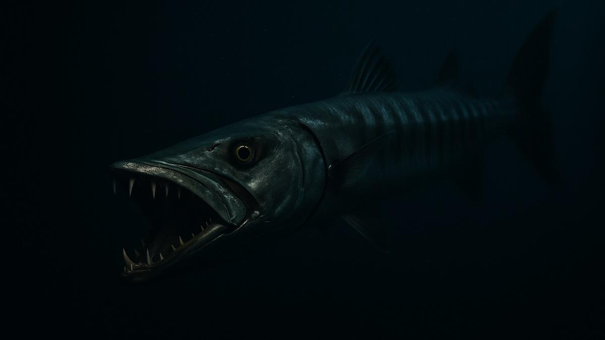 Хищная барракуда в подводной среде