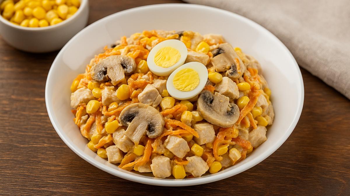 Салат с курицей и грибами