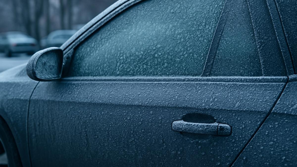 Замёрзшая дверь автомобиля