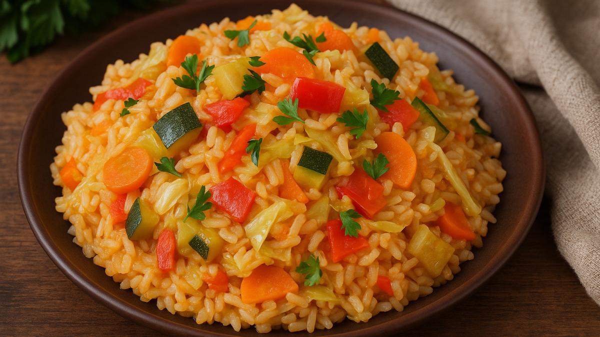 Рис с тушёными овощами