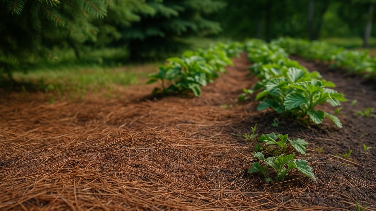 Грядка с хвойной мульчей