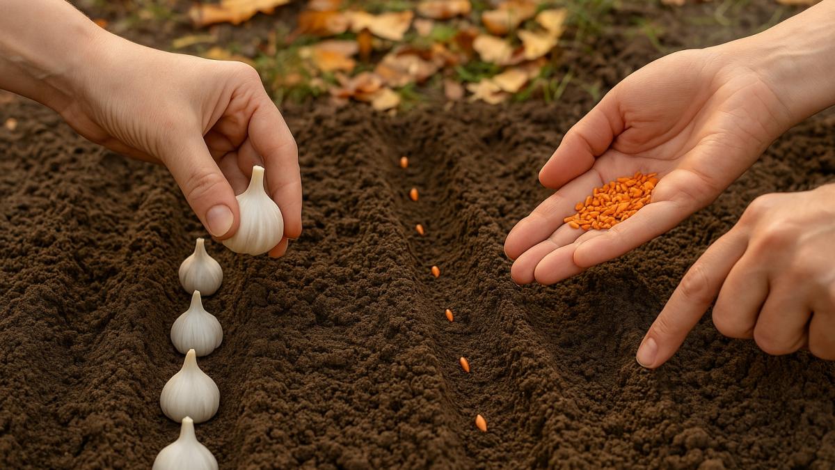 Сажают морковь и чеснок осенью