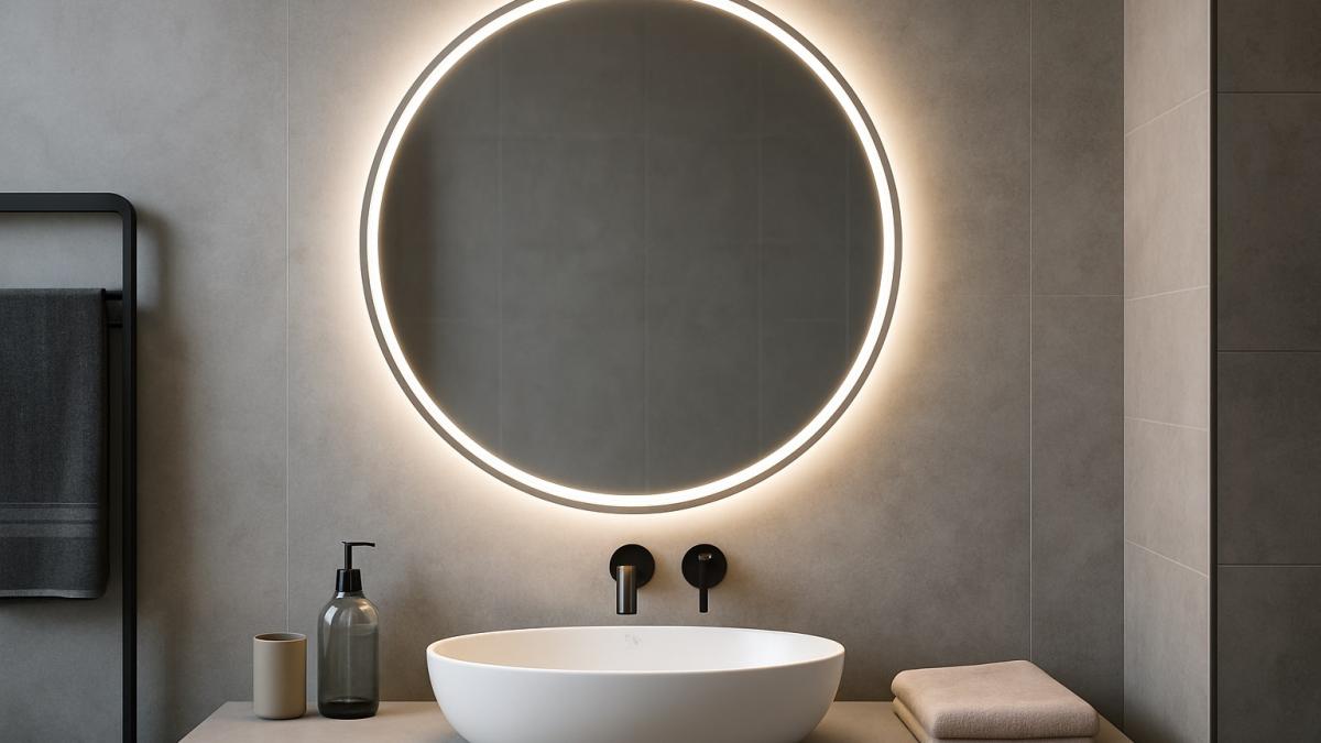 Круглое зеркало с подсветкой в ванной