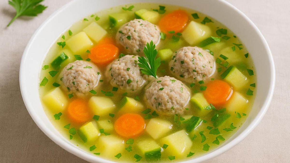 Быстрый суп с фрикадельками и овощами Быстрый суп с фрикадельками и овощами