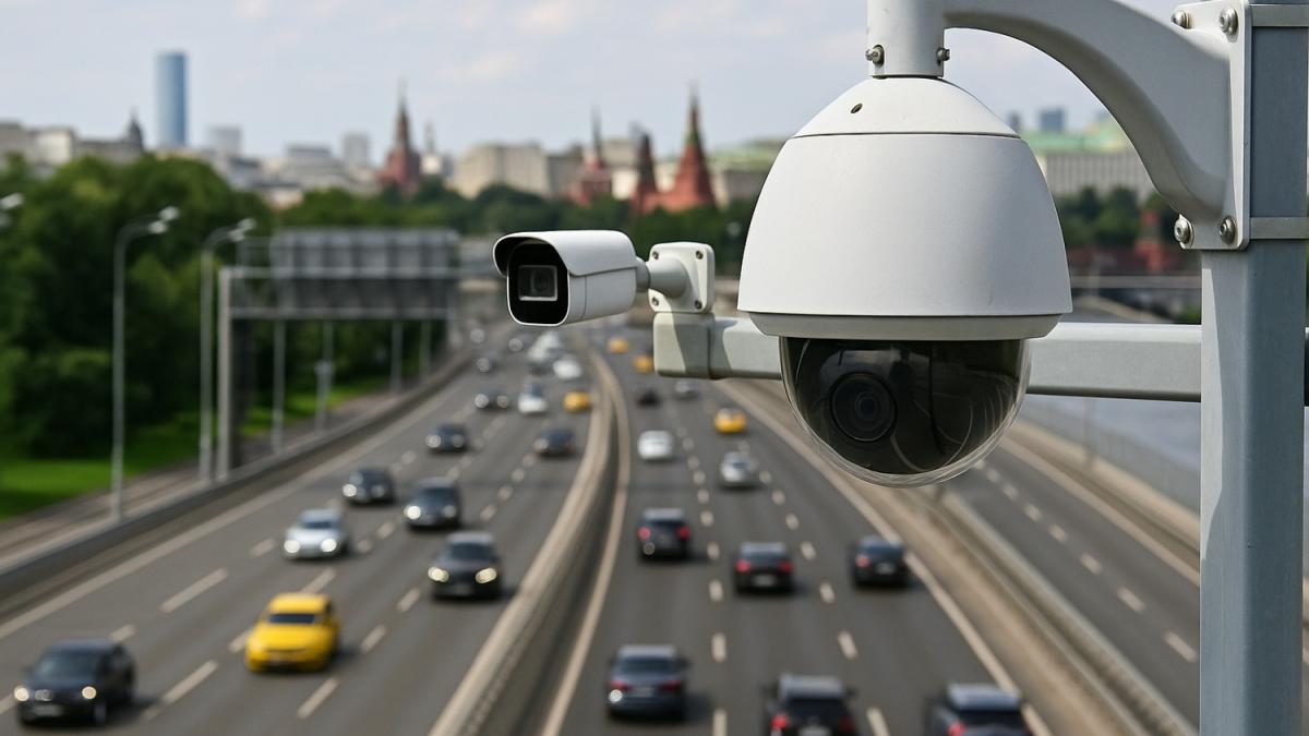 Умные камеры над дорогой в Москве