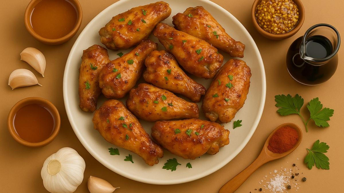 Куриные крылышки с мёдом и горчицей Куриные крылышки с мёдом и горчицей