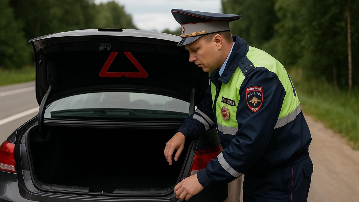 Проверка багажника инспектором ГАИ