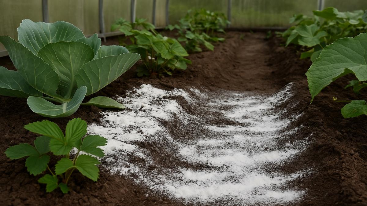 Сода на грядках в теплице