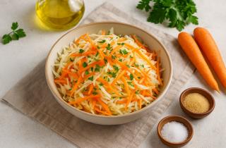 Слоёный салат с корейской морковью и копчёной курицей включает сыр и яйца — повар