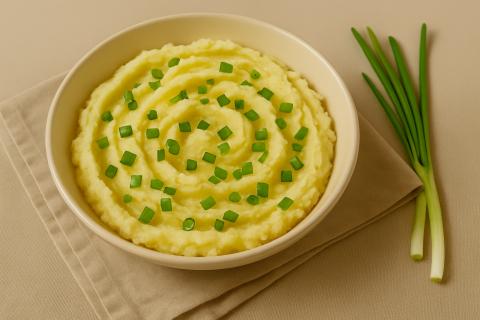 Взбивание венчиком насыщает пюре воздухом и делает его на 25% объёмнее