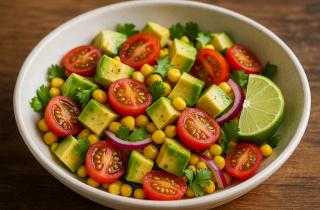 Салат с авокадо, семгой и креветками заправляется майонезом или сметаной для кремовой текстуры