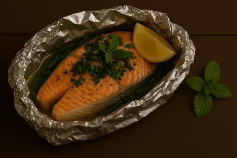 Горбуша в фольге с овощами получается нежной — повар