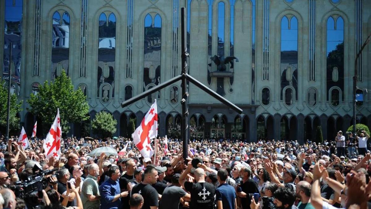 Demonstration against LGBT parade in Georgia, 2021