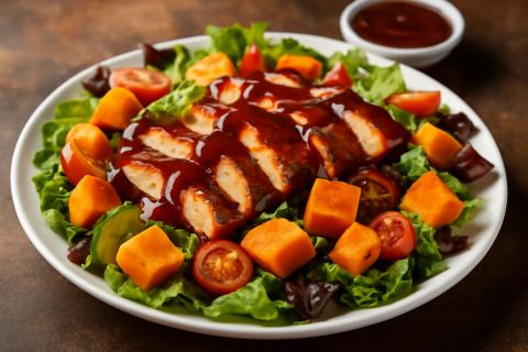 Рецепт салата с жареной курицей, огурцами и болгарским перцем
