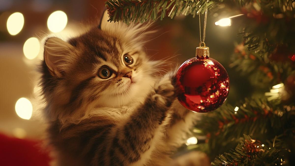 Котенок у елки