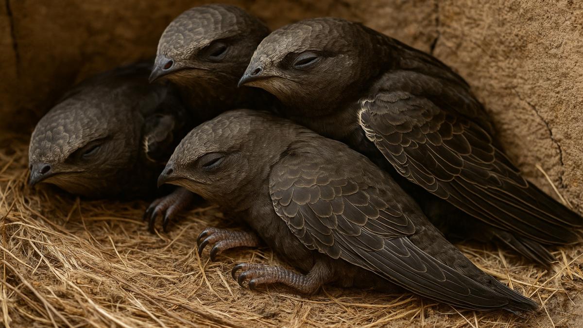 Птенцы стрижей в гнезде