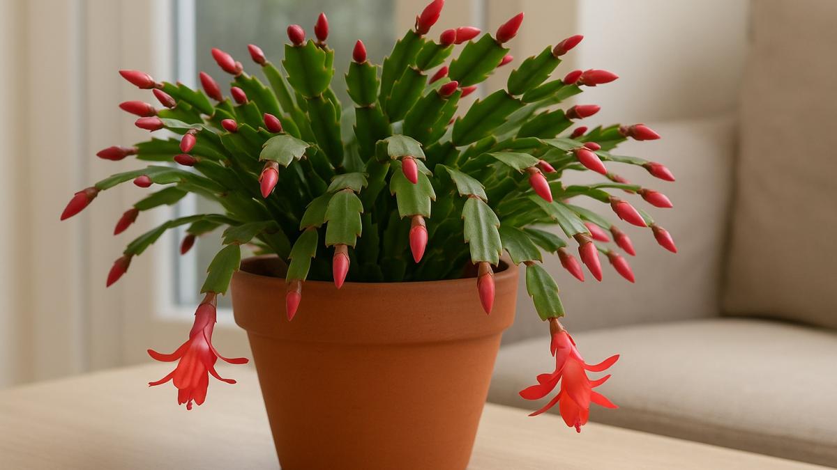 Декабрист с бутонами на подоконнике