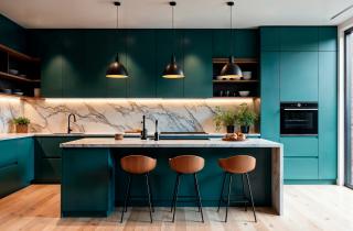 Глубокий сине зелёный цвет делает кухню более собранной — эксперт Карлос Найс
