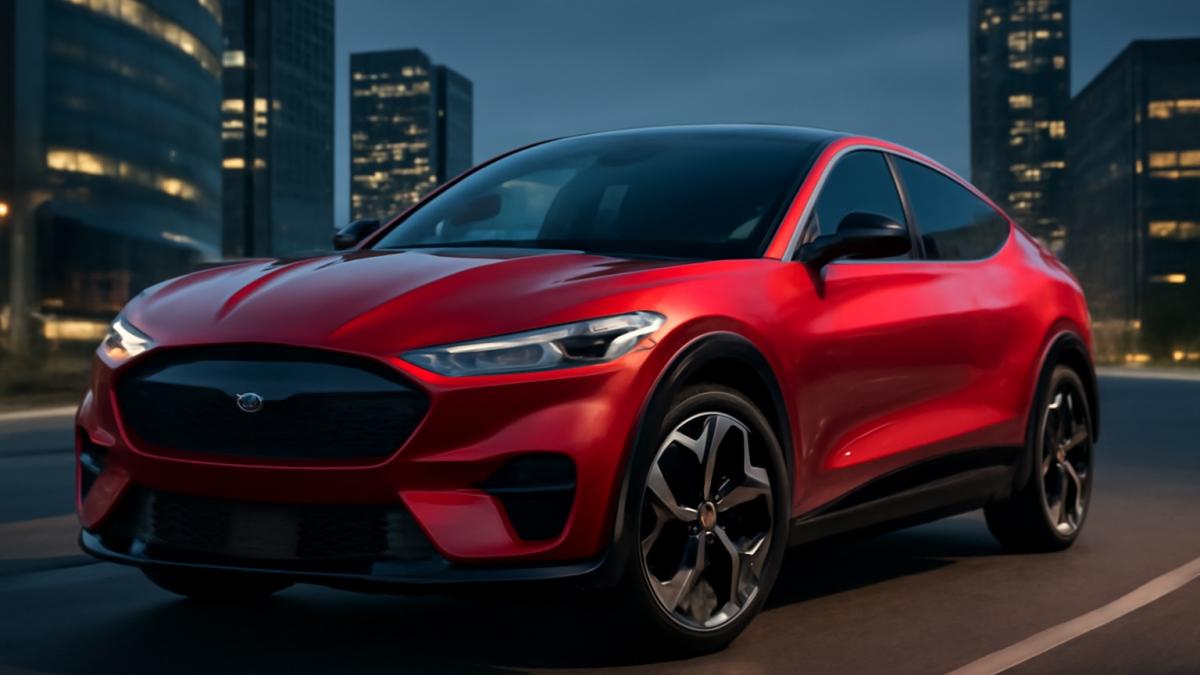 Ford Mustang Mach-E в городском пейзаже Ford Mustang Mach-E в городском пейзаже