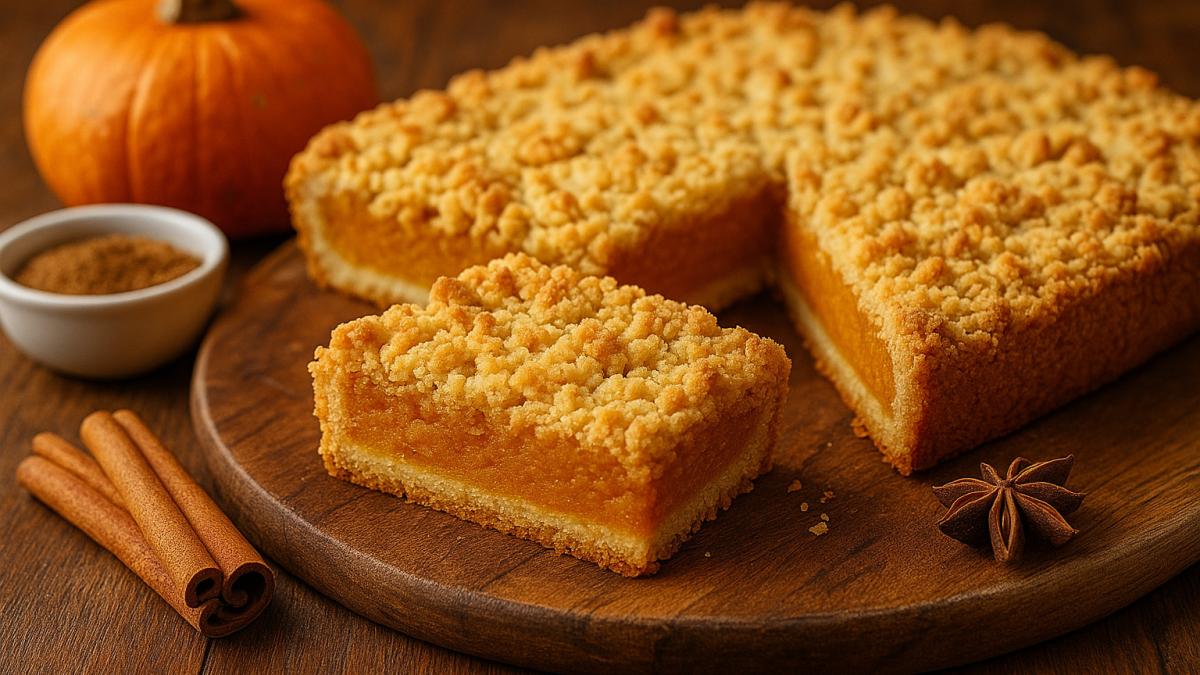 Тёртый пирог с тыквой и пряностями