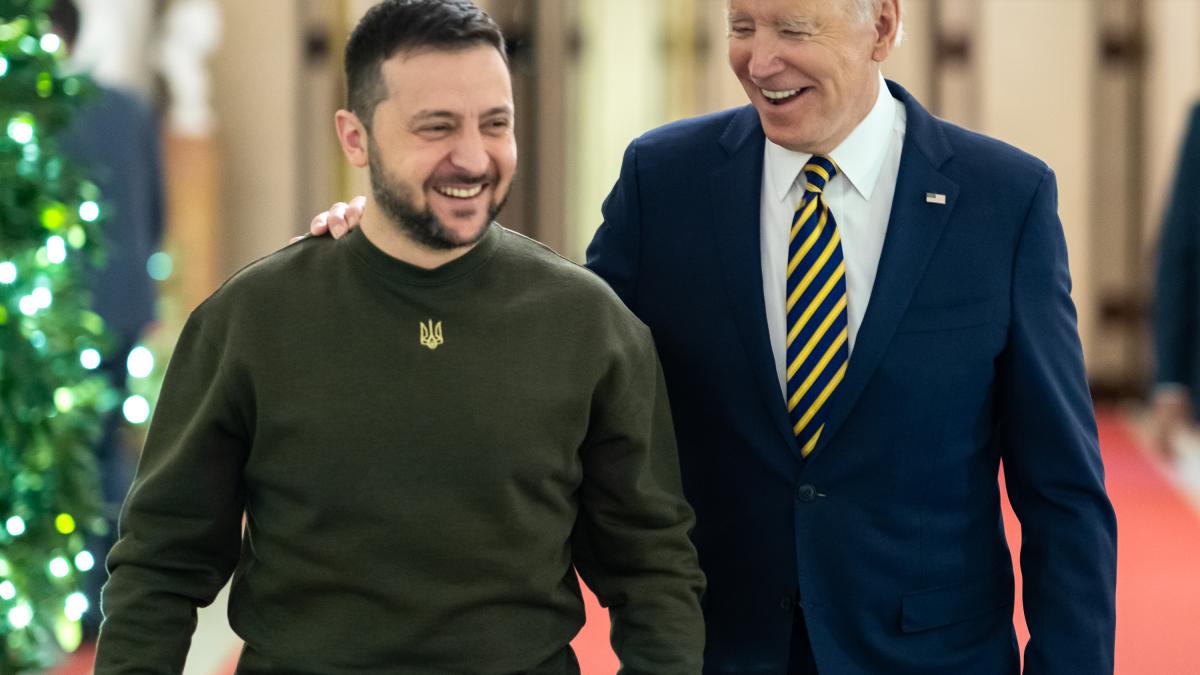 Joe Biden and Volodymyr Zelenskyy in Washington, D.C. on December 21 2022